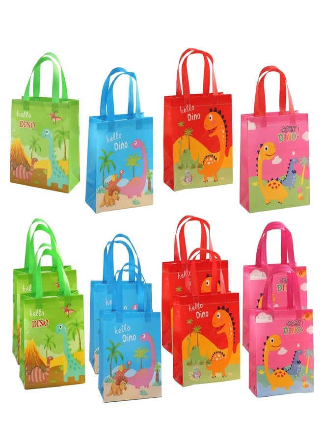 FINEMOE Pack of 12 Small Return Gift Bags for Kids, Unicorn & Dinosaurs Theme, Canvas Return Gift Bag for Birthday, Kanya Pujan, Christmas & Party Favors, Multicolor Gift Cover Small Handbag, Age 2-12 (Dinasour Set) - Image 1